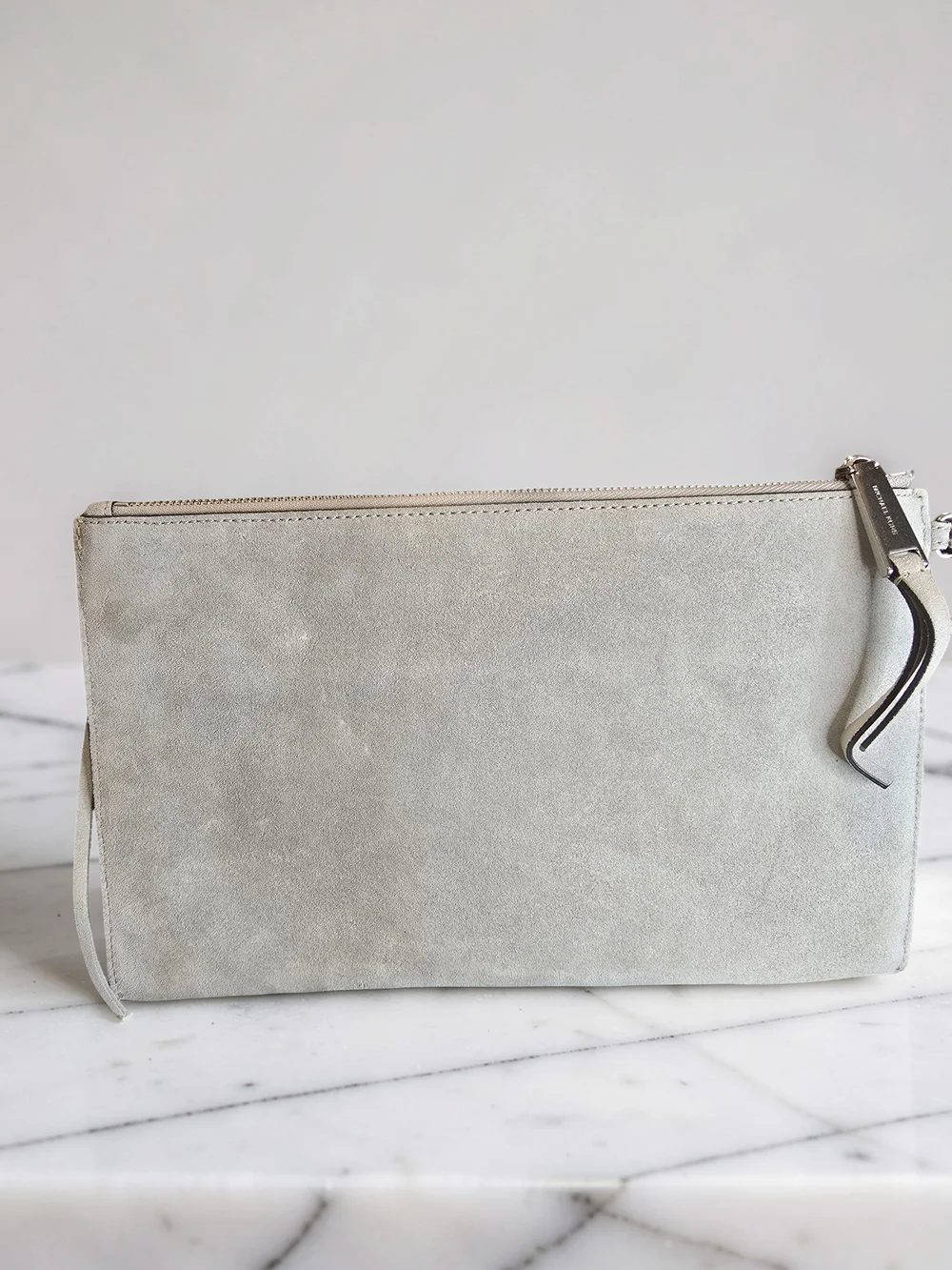 Michael Kors Billy XL Zip Clutch in Cement Leather NWT